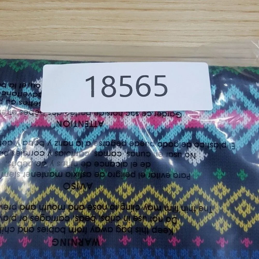 CLUB ROOM Mens Scarf Blue Green Chunky Knit Fair Isle Long Rectangle Winter 70x9